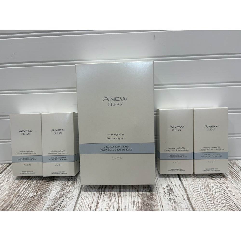 NEW Avon ANEW Clean Cleansing Brush For All Skin Types Plus 4 Brush Refills
